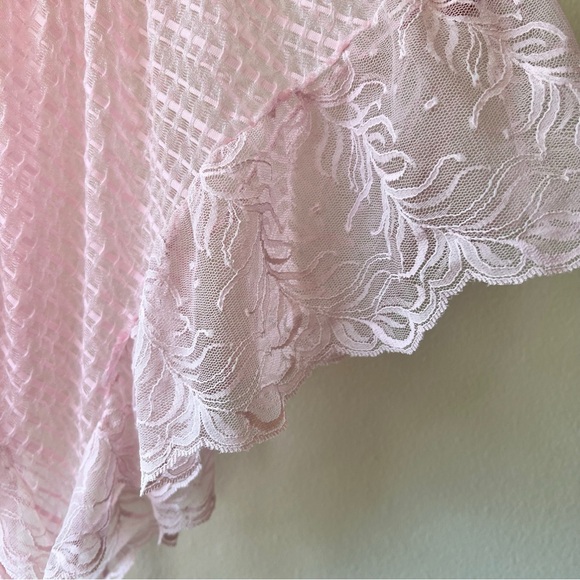 Vintage Glydons nylon baby doll pin up teddy nightie lace light pink size L - Picture 4 of 9